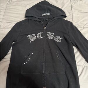 BCBGMaxAzria Black Hoodie with Embroidered Accents